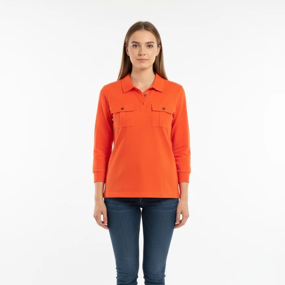 Oleron Saint James Cotton Collared 3/4 Sleeve top sophisticated, luxury